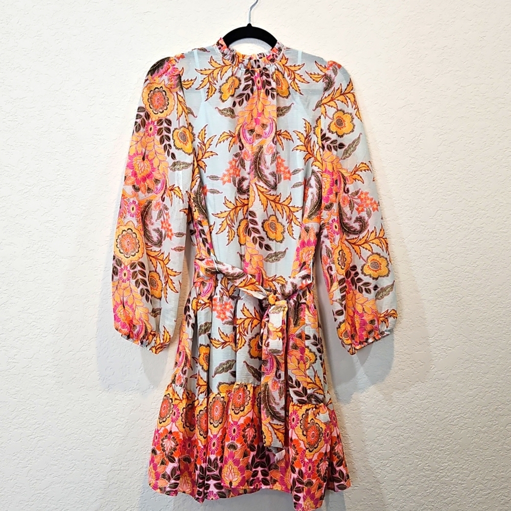 Julia Jordan Paisley Ruffle Long Sleeve Minidress Small